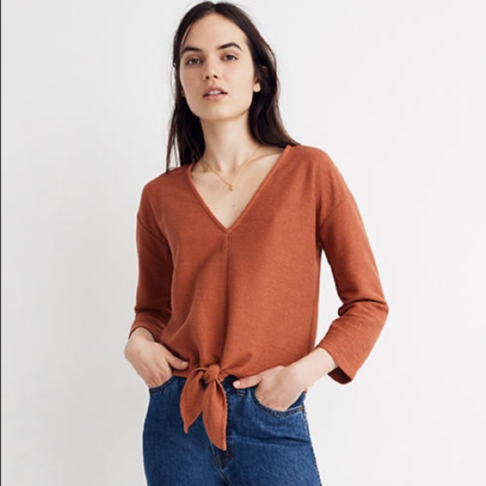 Madewell Texture and Thread Tie Front Top